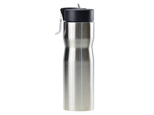 Single Walled Stainless Steel Bottle with Straw Top